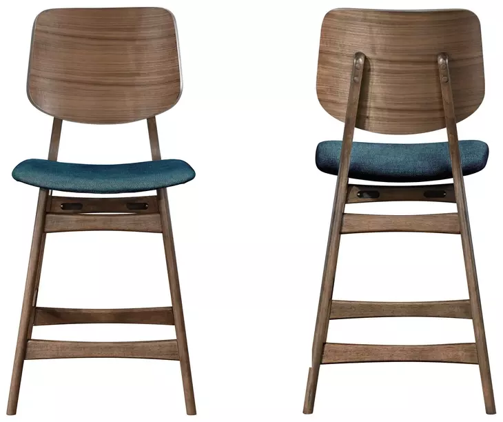 Oscar Teal Upholstered Counter Height Chair Set of 2