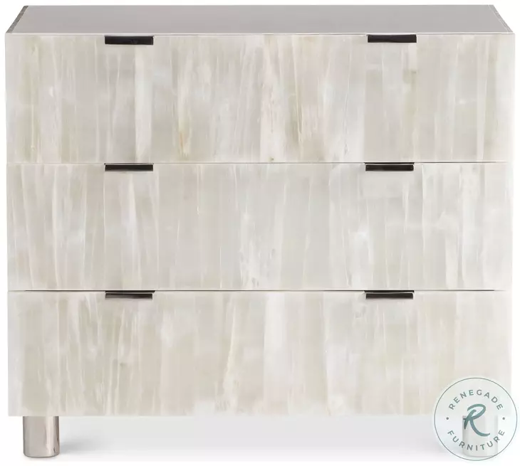 Salka Selenite Crystals And White Lacquer Nightstand