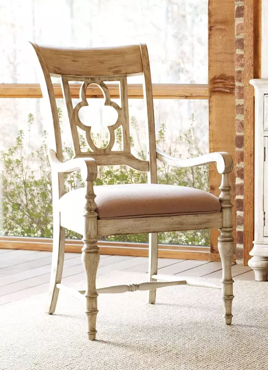 Homestead Pine Cornsilk Upholstered Arm Chair Set of 2