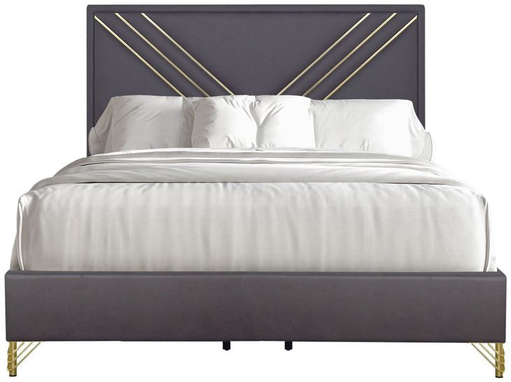Symmetry Gray King Upholstered Panel Bed