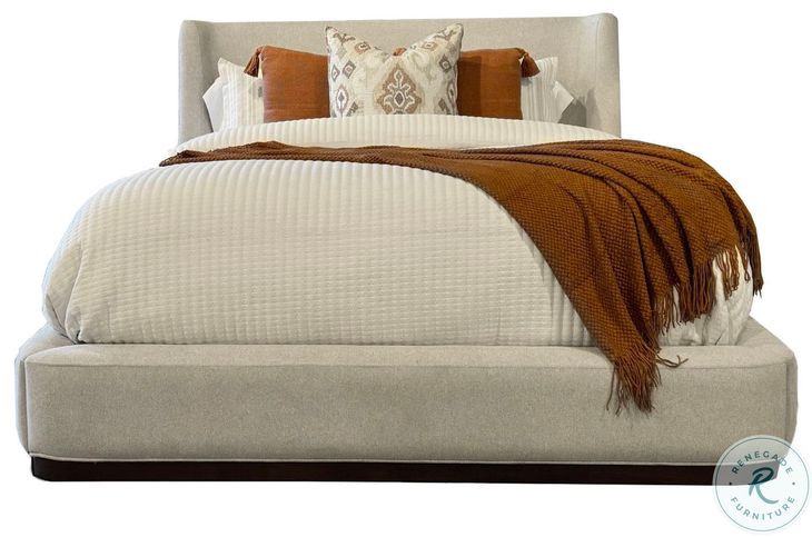 Seraphina Blanched Almond Upholstered Queen Panel Bed