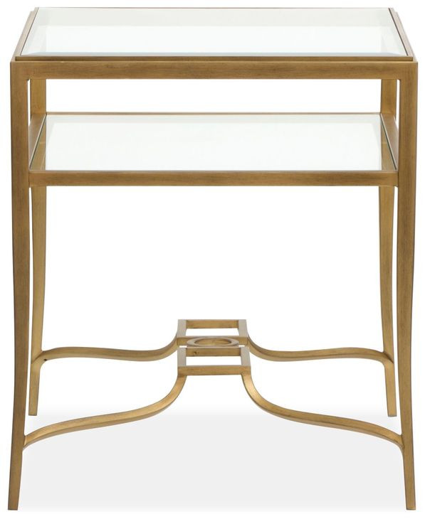 Serenelle Burnished Brass Rectangular Glass Top End Table