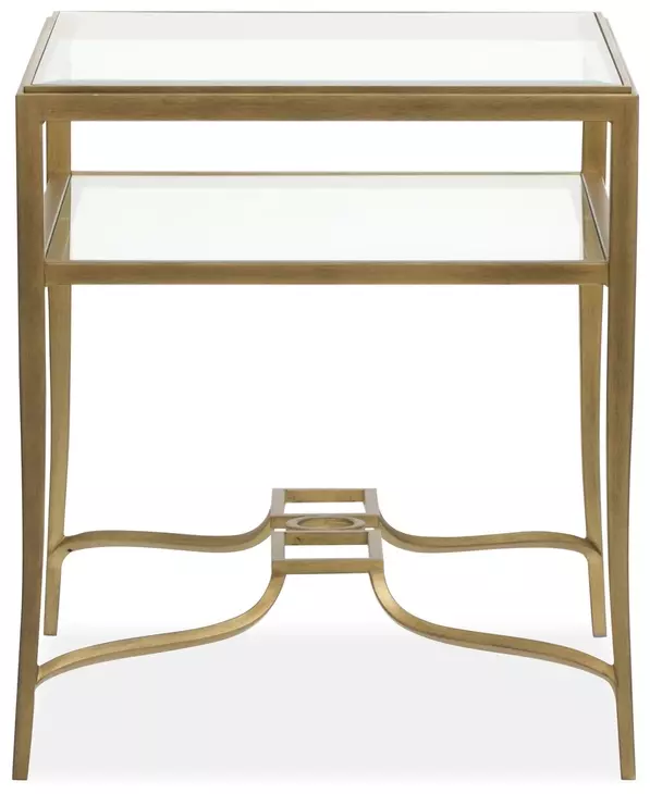 Serenelle Burnished Brass Rectangular Glass Top End Table