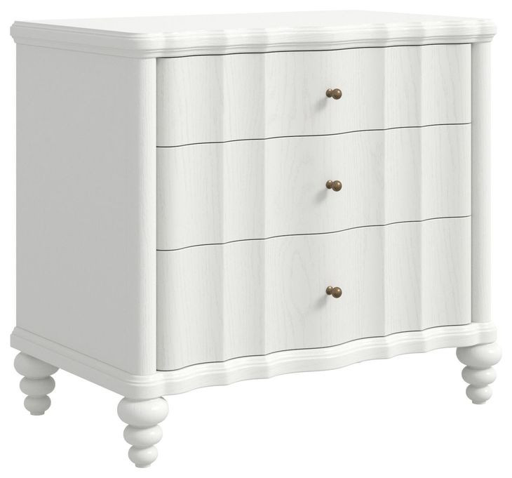 Haven Warm White 3 Drawer Nightstand with USB Charging