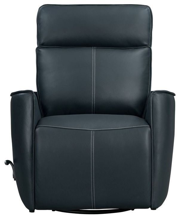 Roxy Abby Navy Leather Manual Swivel Glider Recliner