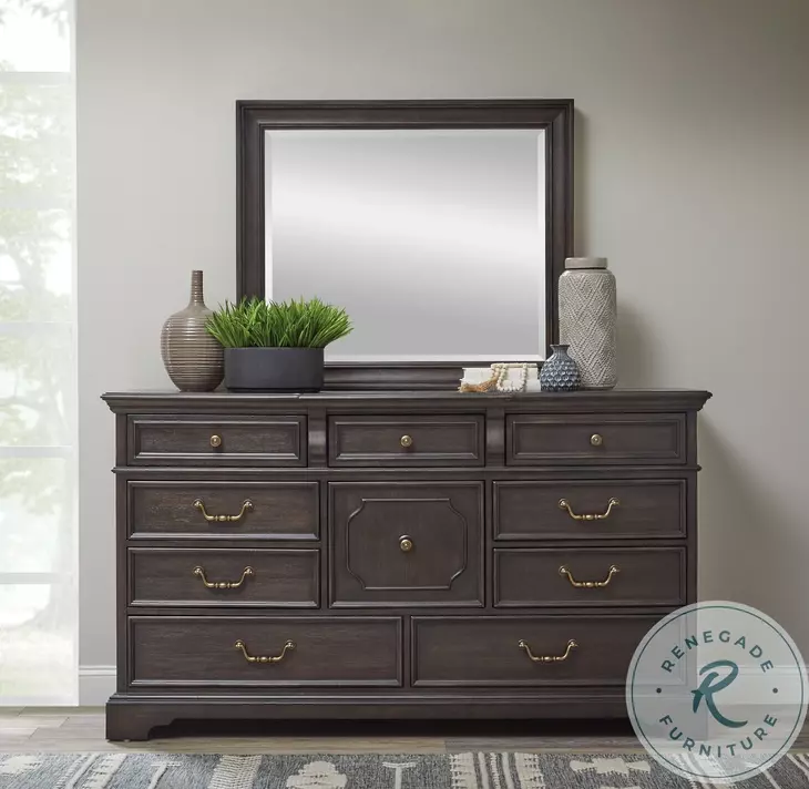 Hickory Creek Brown Velvet Dresser Mirror