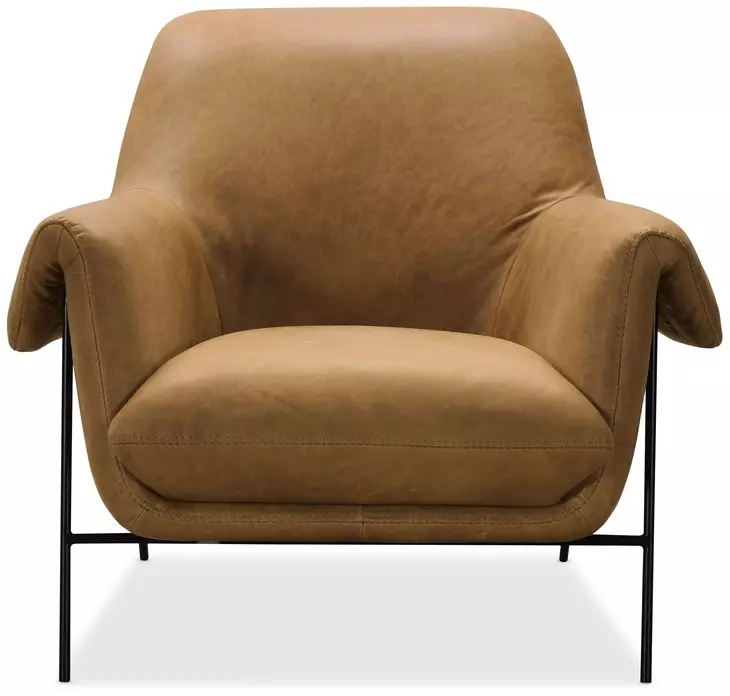 Ambroise Brown Leather Upholstered Club Chair