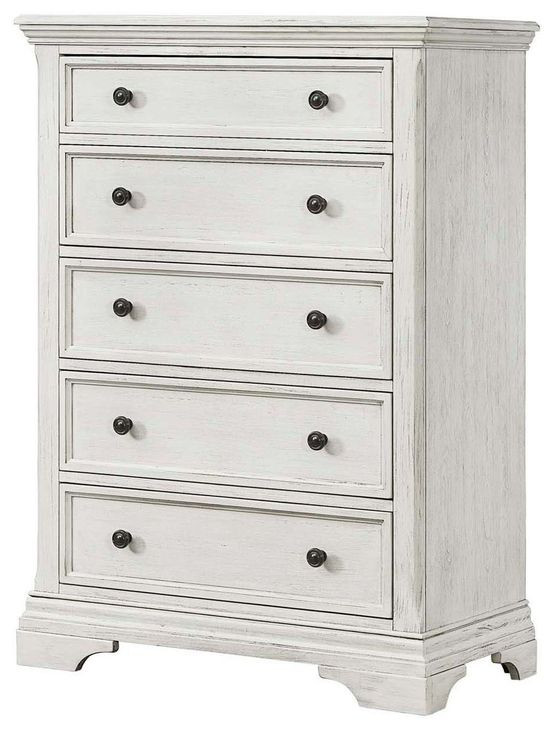 Olivia Brushed White 5 Drawer Chest