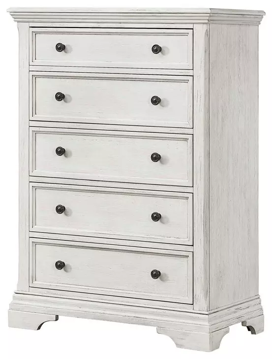 Olivia Brushed White 5 Drawer Chest