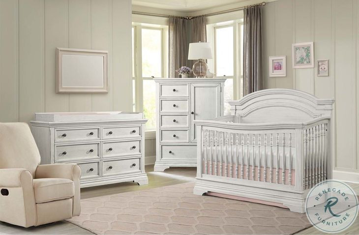Olivia Brushed White Arch Top Convertible Standard Crib