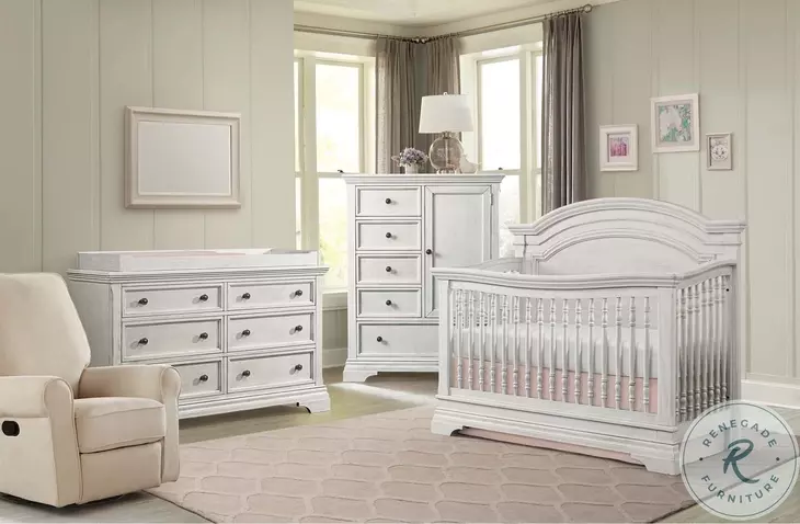 Olivia Brushed White Arch Top Convertible Standard Crib