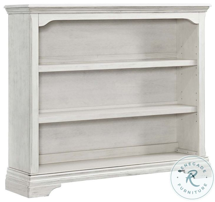 Olivia Brushed White Hutch and Bookcase with 3 Shelves