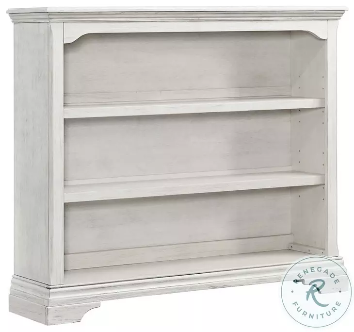 Olivia Brushed White Hutch and Bookcase with 3 Shelves