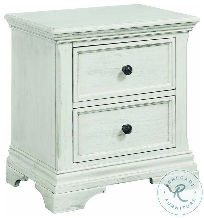 Olivia Brushed White 2 Drawer Nightstand