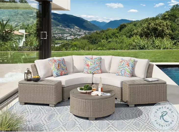 Camal Tan Outdoor Round Coffee Table