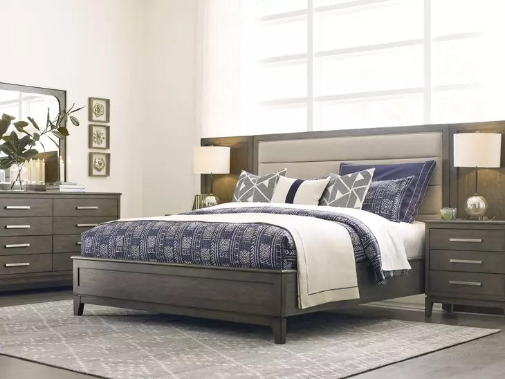 Grainstone Sable 8 Drawer Sellers Dresser with Rectangular Landscape Mirror