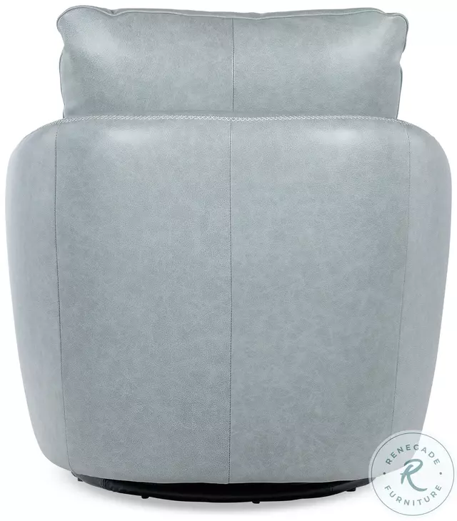 Delaney Light Blue Leather Swivel Chair with Power Footrest