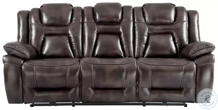Oportuna Coffee Drop Down Table Power Reclining 89" Sofa with Power Headrest And Footrest