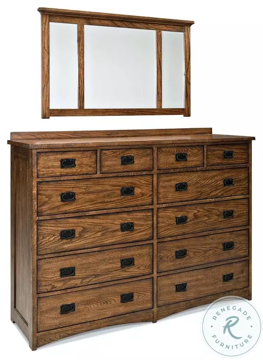 Oak Park Mission 12 Drawer 64" Dresser