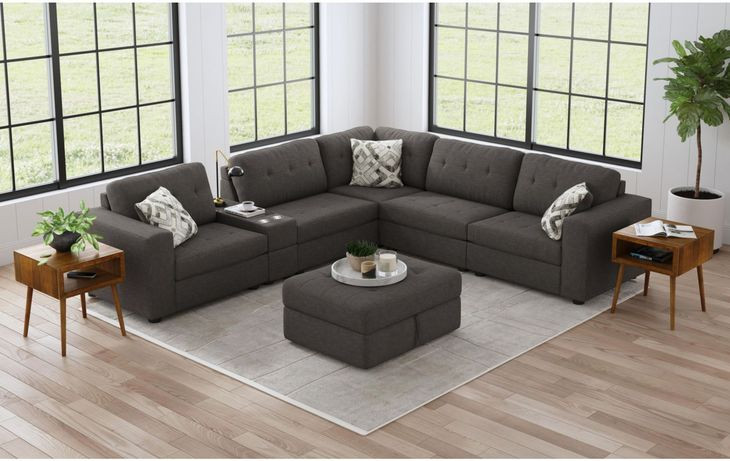 Harleigh Ash Upholstered Square Storage Ottoman