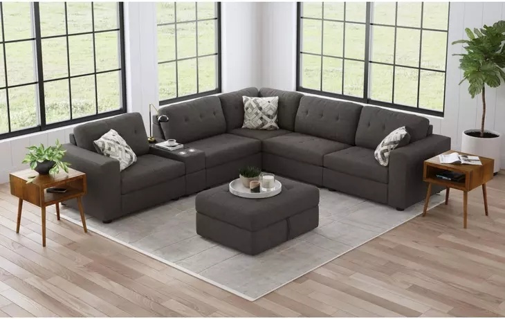 Harleigh Ash Upholstered Square Storage Ottoman