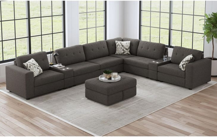 Harleigh Ash Upholstered Square Storage Ottoman