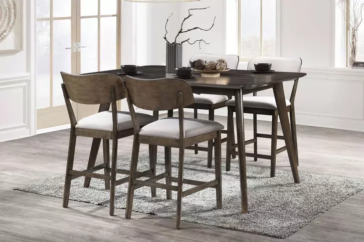 Rex Walnut Rectangular Counter Height Dining Room Set