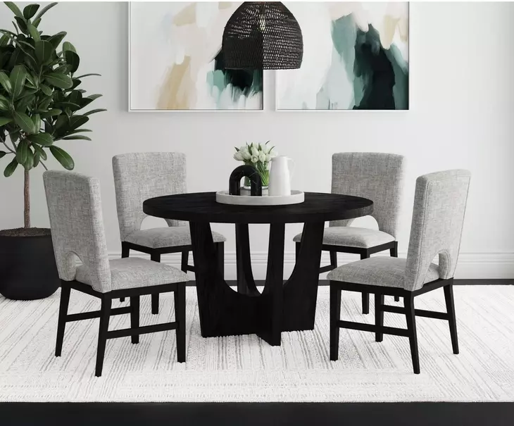 Salem Black 52" Round Dining Table