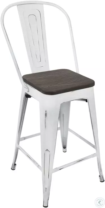 Oregon White High Back Counter Stool Set of 2