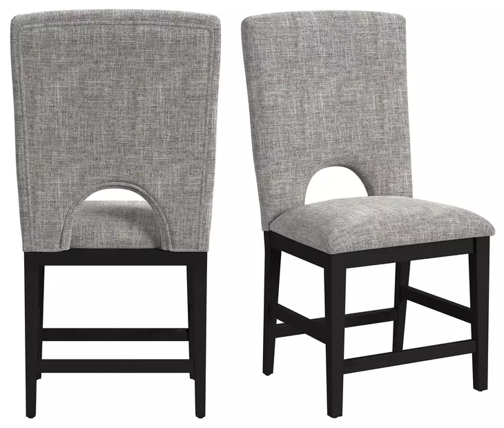 Salem Gray and Black 52" Round Marble Top Counter Height Dining Room Set