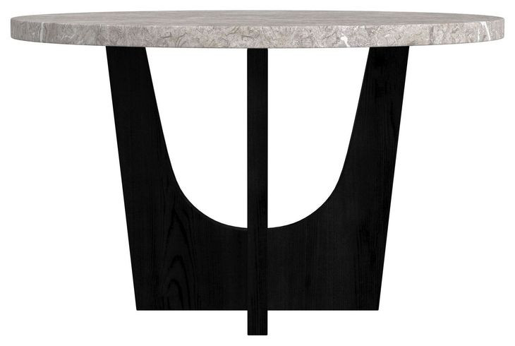 Salem Gray and Black 52" Round Marble Top Counter Height Table