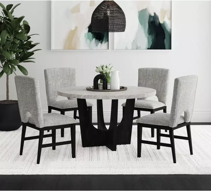 Salem Gray and Black 52" Round Dining Table