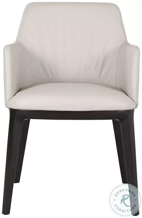 Osaka Light Gray Leather Dining Arm Chair