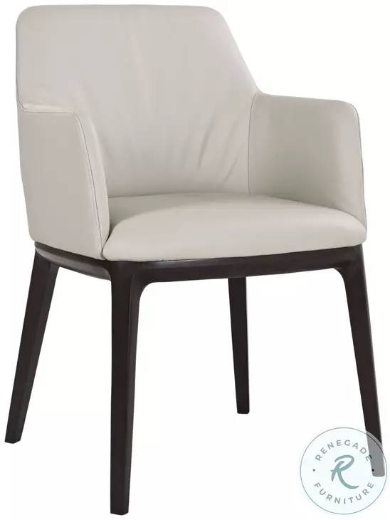 Osaka Light Gray Leather Dining Arm Chair
