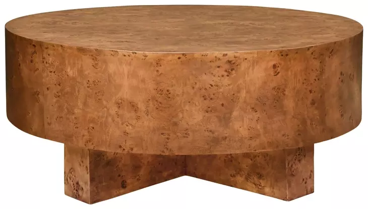Oslo Matte Dark Burl Wood Coffee Table With Thick Top