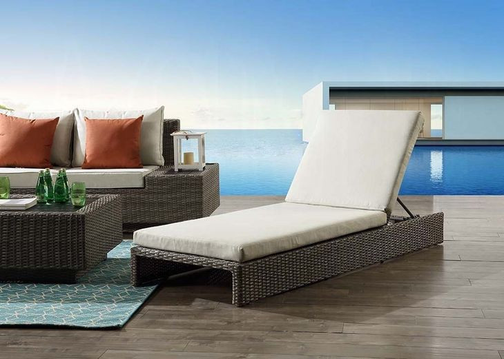 Salena Beige Upholstered Outdoor Lounge Chair