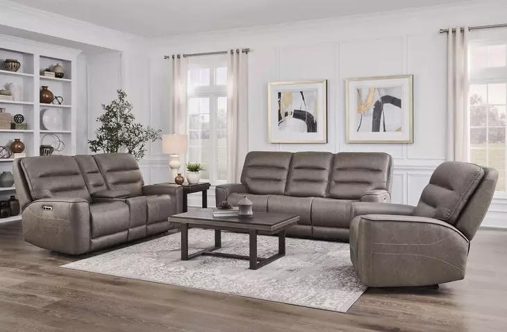 Lawmere Sydney Brunette Zero Gravity Triple Power Reclining Living Room Set with USB Charging