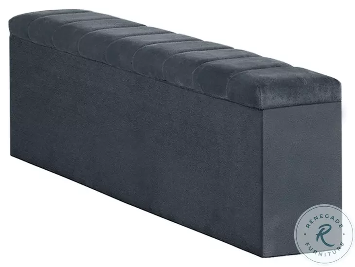 Quebec Grey Upholstered Side Storage Bench