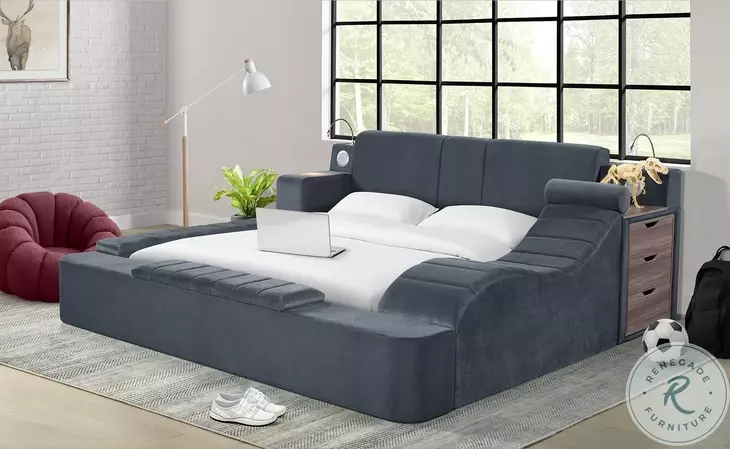 Quebec Grey Queen Upholstered Panel Bed