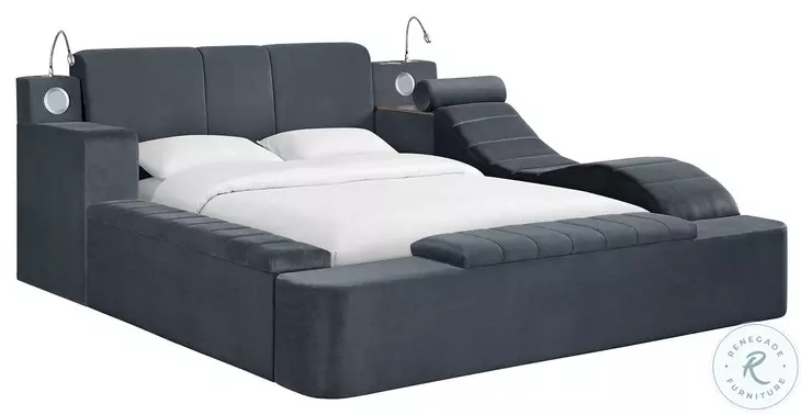 Quebec Grey Queen Upholstered Panel Bed