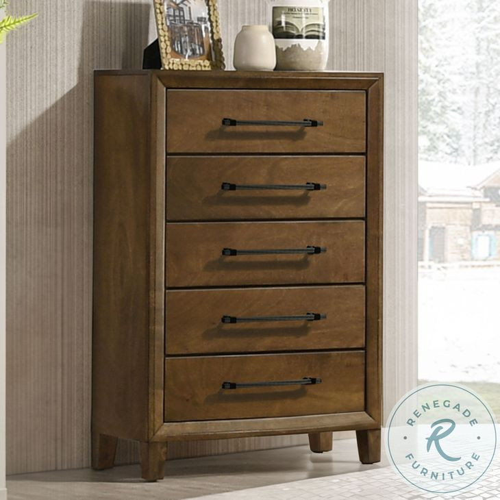 Ballard Walnut Brown 5 Drawer Chest