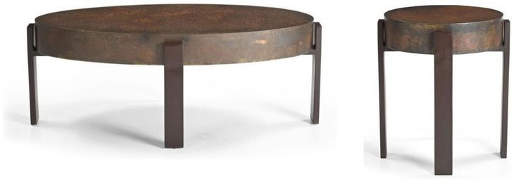 Artifacts Antique Bronze Round Shaw Occassional Table Set