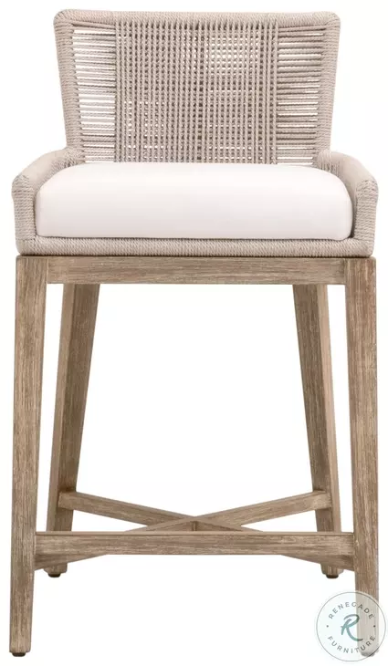 Overlay LiveSmart Peyton Pearl and Oyster Twist Rope Performance Fabric Counter Height Stool