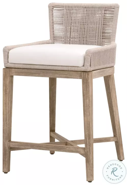 Overlay LiveSmart Peyton Pearl and Oyster Twist Rope Performance Fabric Counter Height Stool