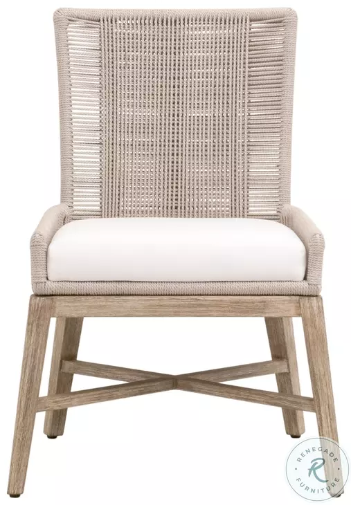 Overlay LiveSmart Peyton Pearl and Oyster Twist Rope Performance Fabric Dining Chair Set Of 2