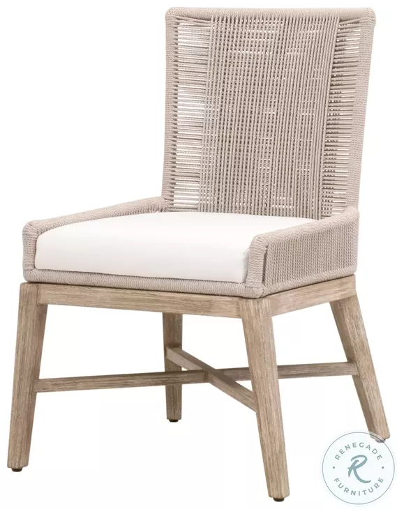 Overlay LiveSmart Peyton Pearl and Oyster Twist Rope Performance Fabric Dining Chair Set Of 2