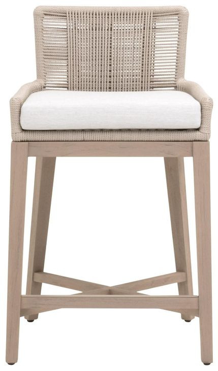 Overlay White Performance Fabric Outdoor Counter Height Stool