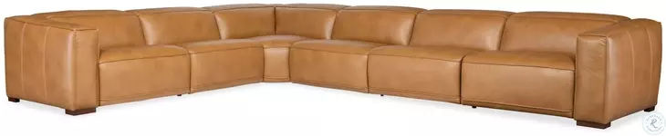 Fresco Brown Leather 6 Piece Power Reclining Sectional With 3 Power Recliners