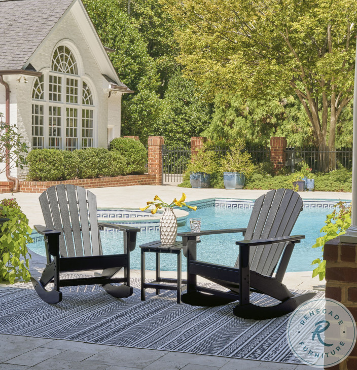 Sundown Treasure Black Outdoor Rocking Chair From Ashley Furniture