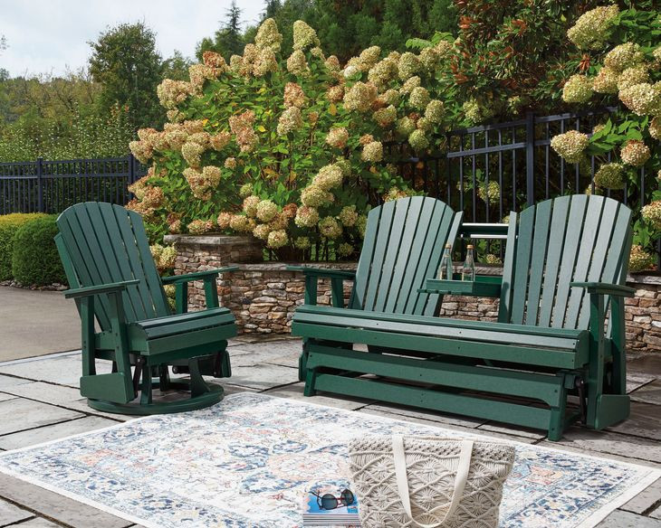 Hyland Wave Green Outdoor Swivel Glider Lounge Chair